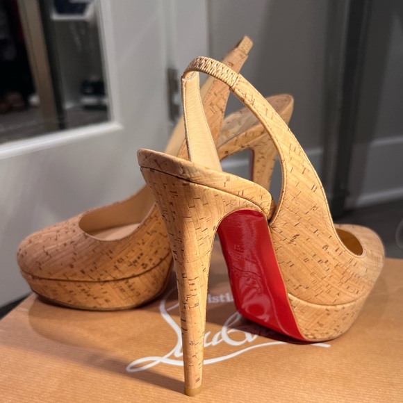 100 Authentic Christian Louboutin Cork Slingback sz 37 - Picture 3 of 7